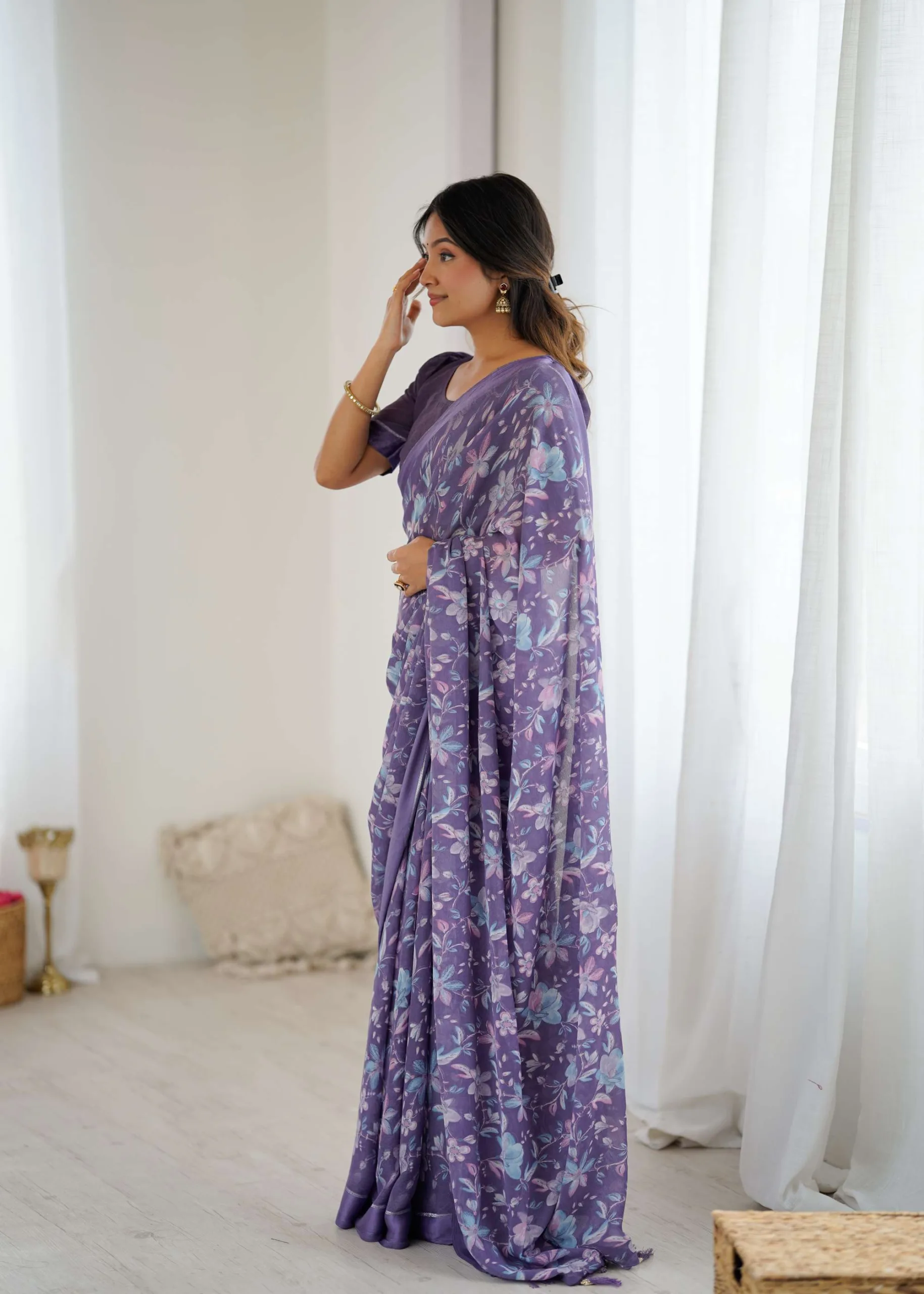Maryam Party Wear Printed Saree - Image 3