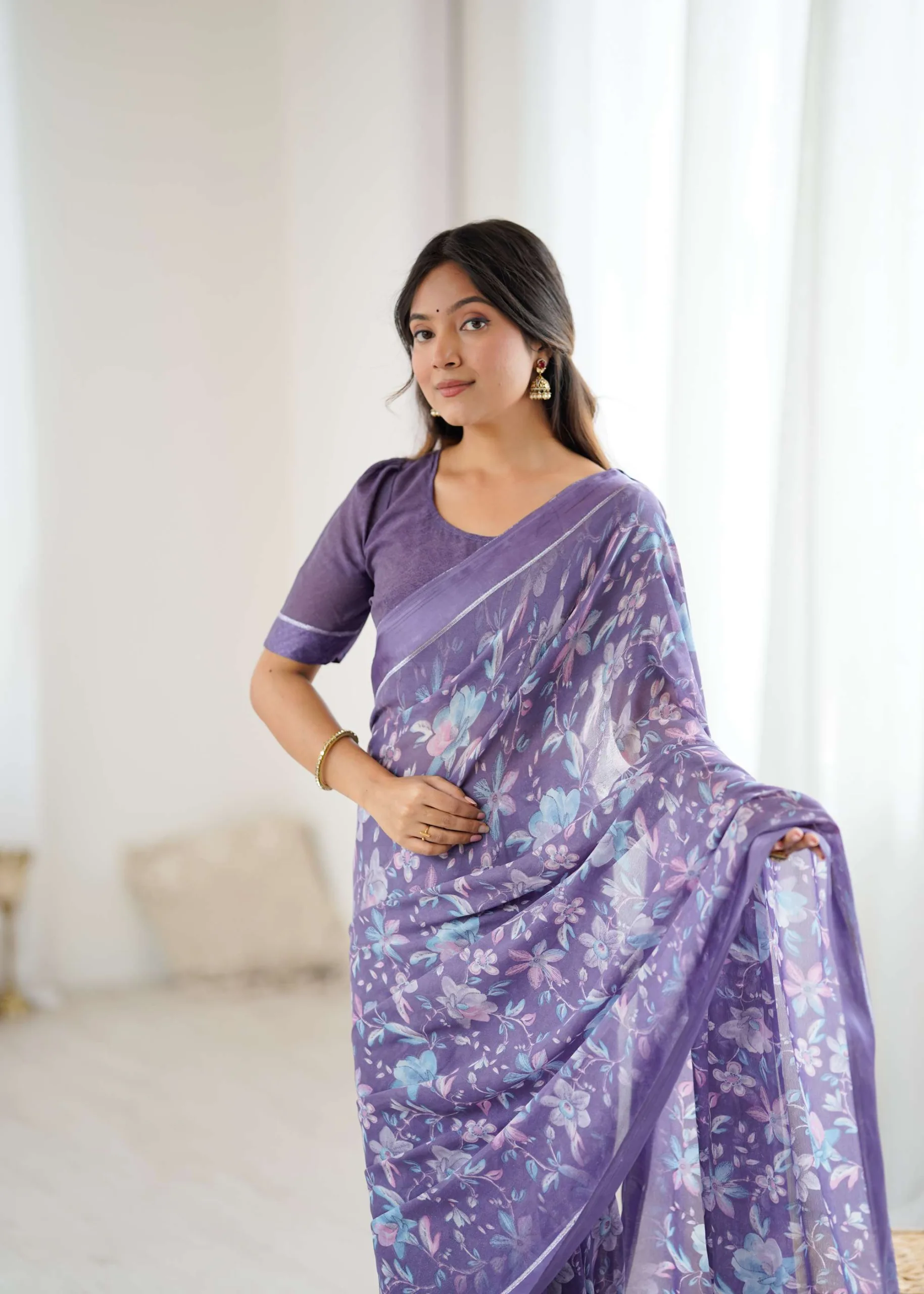 Maryam Party Wear Printed Saree - Image 4