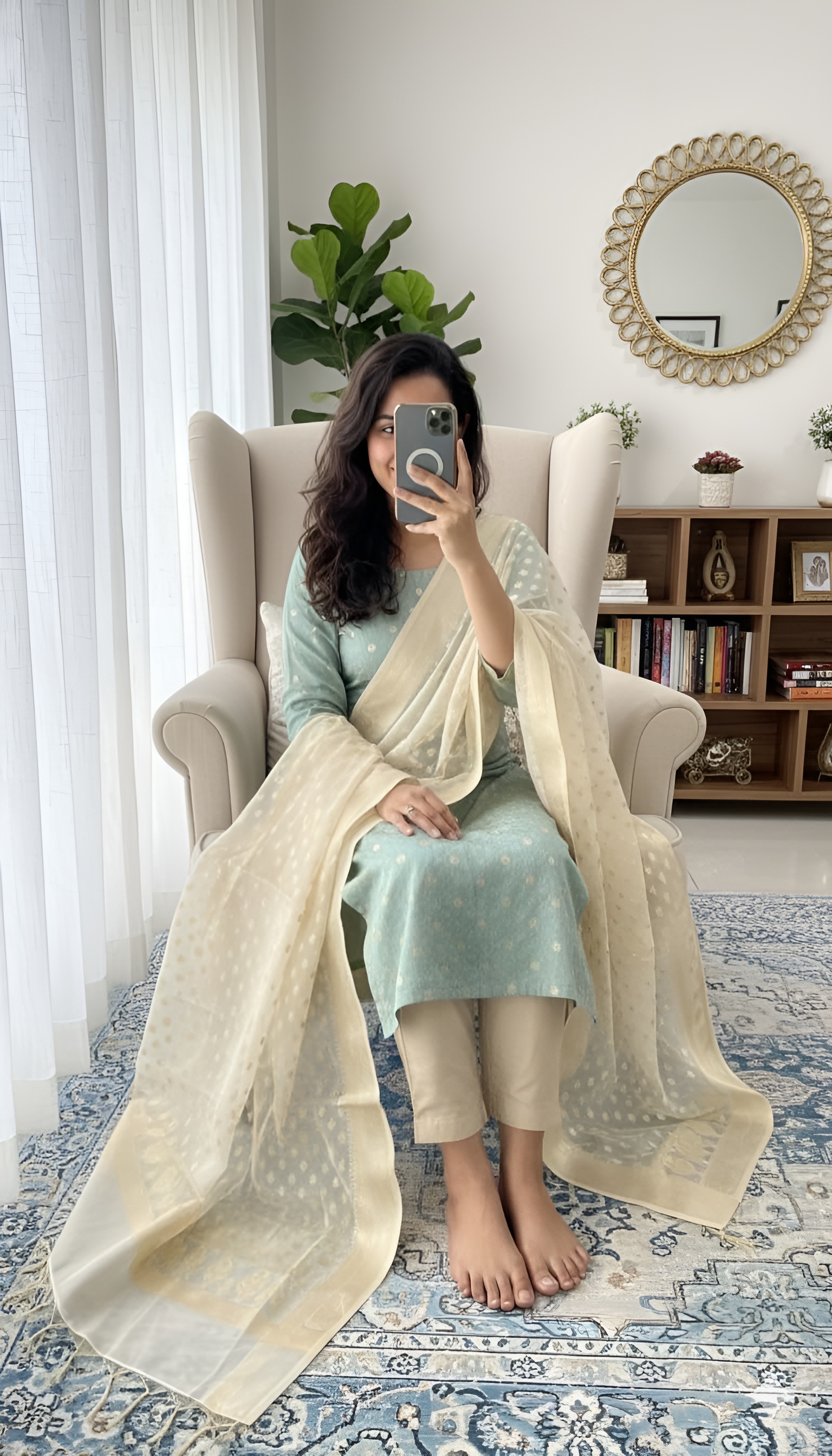 Unstitched Beautiful Banarasi Chanderi Silk Butti Suit with Banarasi Jacquard Dupatta