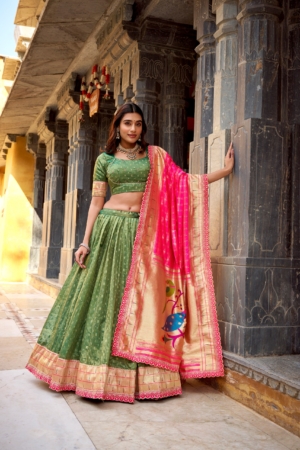 Designer Simmer Organza Lehenga Choli With Zari Weaving Work Blouse