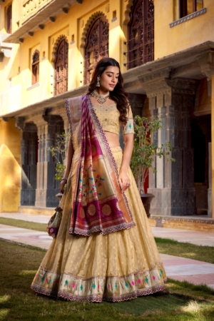 Festive Special Zari Weaving Lehenga Set with Paithani Silk Dupatta