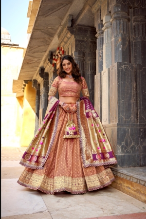 Festive Special Shimmer Organza Lehenga Choli with Lace Border & Batwa