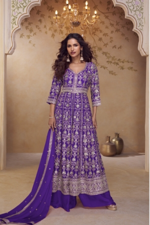 Exclusive Real Chinnon Party Wear Readymade Suit Set with Heavy Embroidery For Women