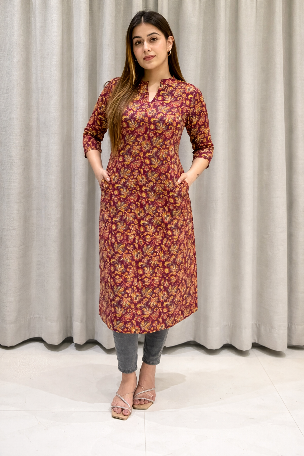Designer Printed Cotton Jaipuri Kurti for Women