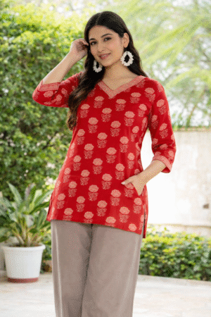 Ethnic Printed Jaipuri Short Kurti for Women