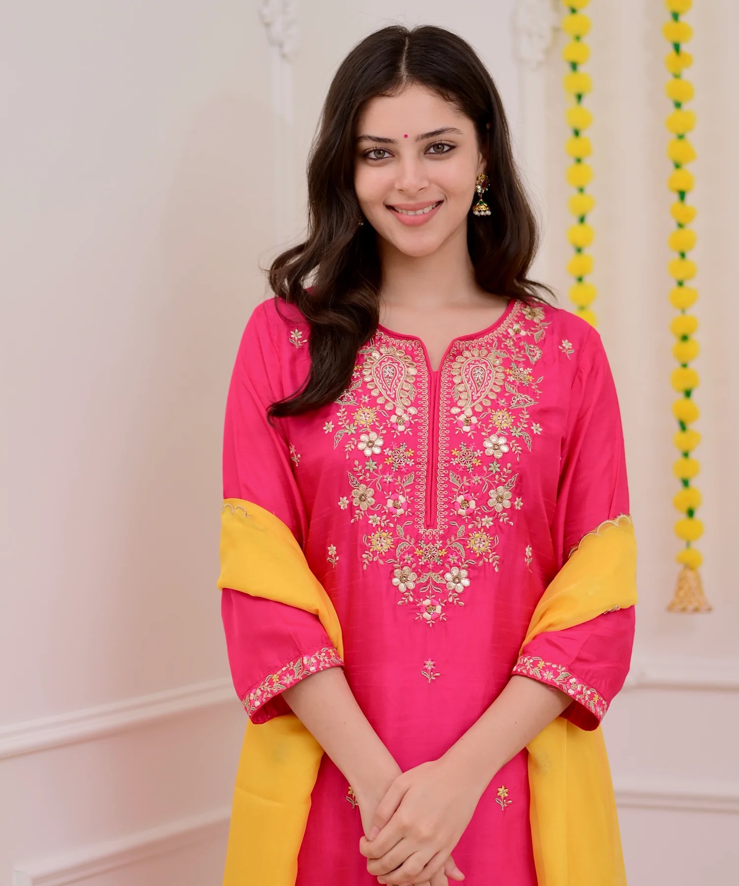 Premium Chanderi Embroidered Suit Set with Pure Organza Dupatta - Image 9