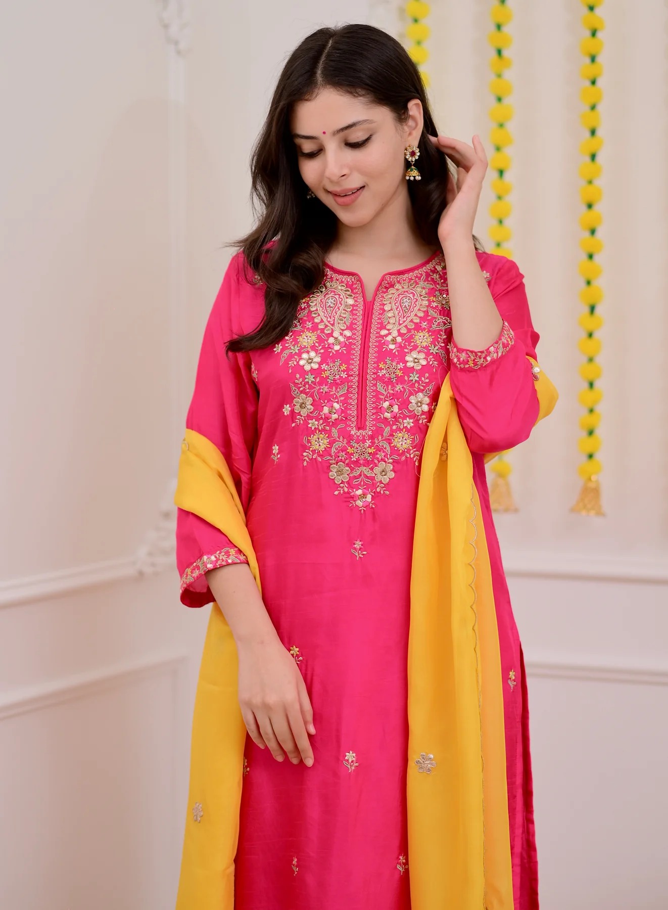 Premium Chanderi Embroidered Suit Set with Pure Organza Dupatta