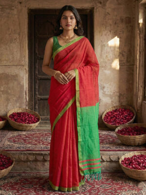 Pink Plain Soft Cotton Saree with Zari Border For Everyday & Festive Wear