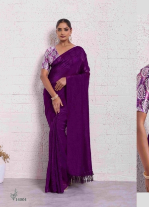 Party Wear Pure Crunchy Fabric Saree with Tassels Pallu And Blouse