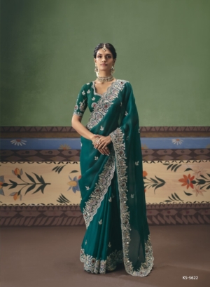 Exclusive Wedding & Festive Green Saree with Heavy Embroidery