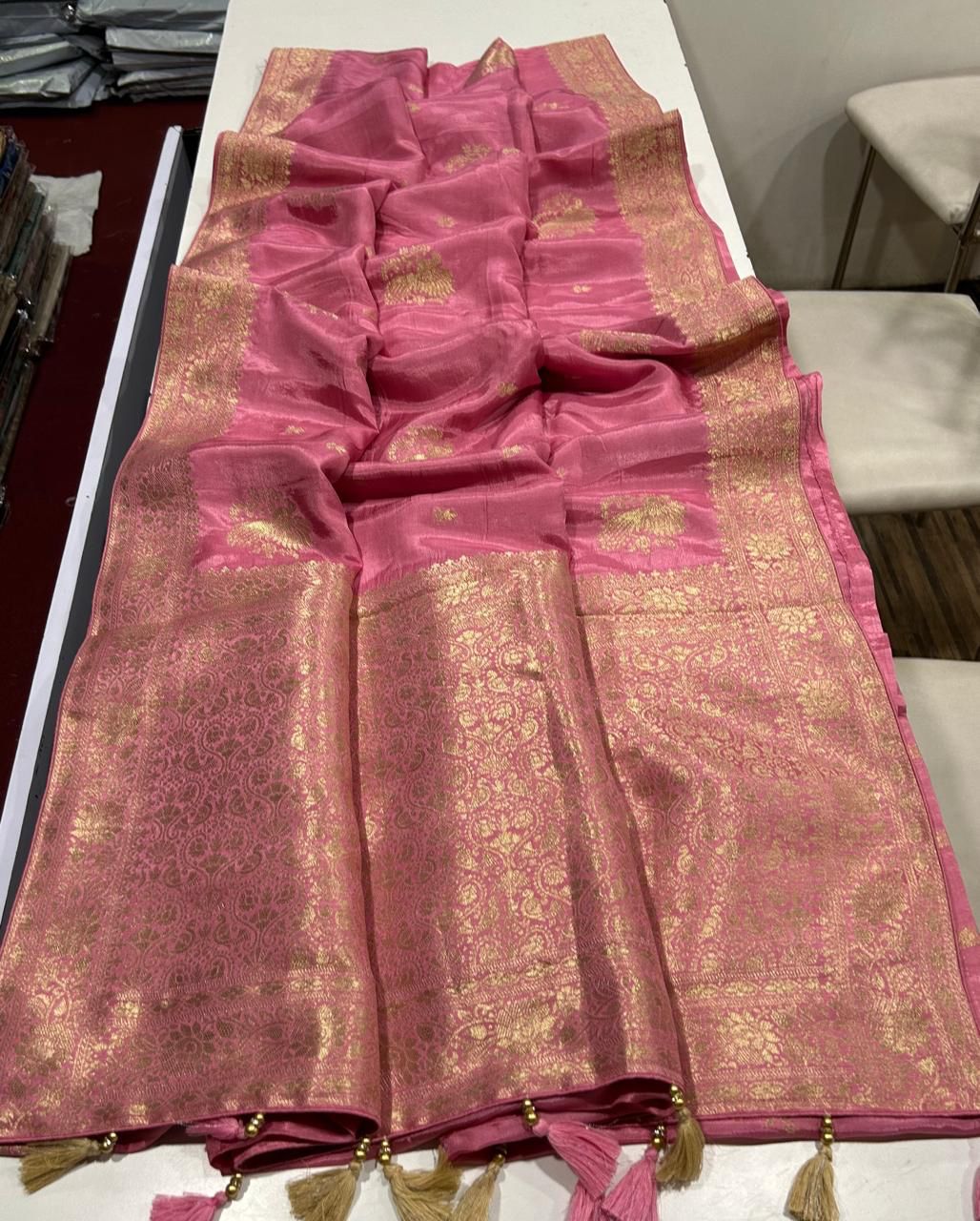 Soft Russian Silk Saree with Running Blouse For Marriage - Image 2