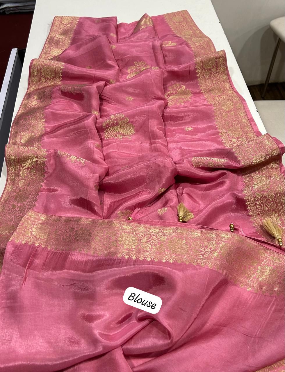 Soft Russian Silk Saree with Running Blouse For Marriage