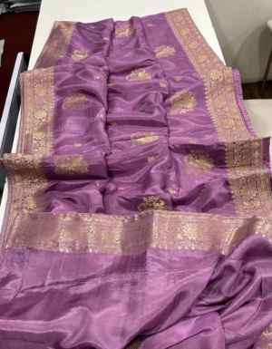 Party Wear Soft Russian Silk Saree with Running Blouse For Women